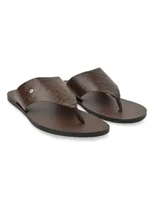 Regal Brown Men Textured Leather Sandals