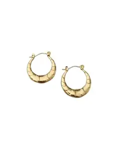 Crescent Moon Hoop Earrings, Gold-Toned, Textured Design, Fashion Jewellery for Women and Girls (Anti Tarnish)