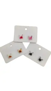 La Belleza Acrylic Minimal Colorful Mini Butterfly Magnetic Studs Earring For Girls (Pack Of 3)