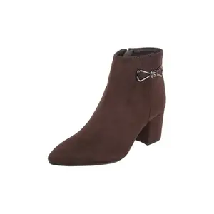 Mochi Women Brown Suede Ankle High Block Heel Boot UK/5 EU/38 (31-81)