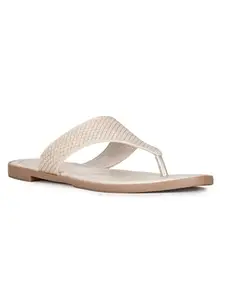 Bata womens Carolyn Thong Silver White Slipper - 4 UK (5711311)