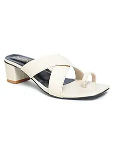 Sapatos Women Casual Block Heels, Ideal for Women (ST-6174-Cream-41)