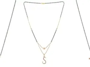 Gold Plated Traditional Black Bead Single Line American Diamond Pendant Jewellary set for Women(Combo) Pack of 3 MSCN-19-1-14-