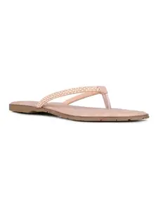 Inc.5 Womens Peach Striped Square Toe Casual Flat Slip-on Sandals