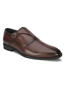 ALBERTO TORRESI Premium Synthetic Monk Formal Shoes for Men with Stylish Buckle Closure - Perfect for Office and Occasions - Dark Brown - 6 UK/India