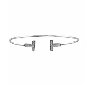 AMONROO T Bracelet With Open Ends Solid Silver Open ended cuff style jewelry Handmade Kada Adjustable Bracelet Best Gift idea for Girls