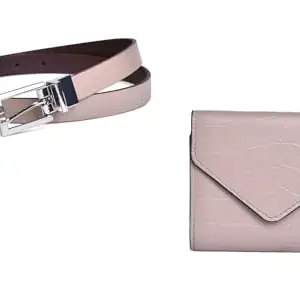 Belwaba Gift Hamper for Women/Ladies I Leatherite Wallet & Belt Combo Gift Set I Gift for Friend, Daughter, Sister. (New Beige Wallet & Belt)