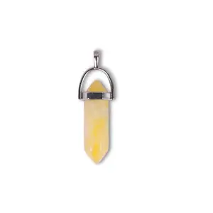 Gemsmantra Citrine Double Terminated Certified Pencil Pendant For Men & Women