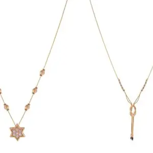 Gold Plated Traditional Black Bead Single Line American Diamond Pendant Mangalsutra for Women Combo. Pack of 2 MSCN-6-54-3 Combo. New