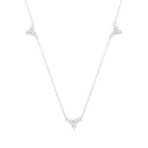 Accessorize London Women 925 Sterling Silver Cubic Zirconia Trio Station Necklace