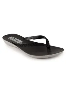 Action Women's Black Non-Marking Solid Slippers (PUL 03-BLK-7)