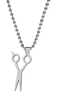 Shiv jagdamba Bikers Jewelry Scissors Charm Sterling Silver Stainless Steel Pendant Necklac Chain For Men And Women