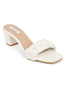 Elle Women's Heels Sandal, White, 6