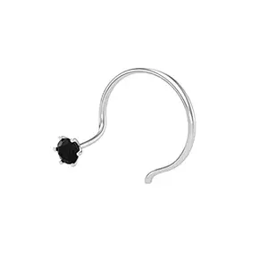 H.O.C HOC® 92.5 black stone sterling silver round shape nose pin small size(2.5mm) for girls/women