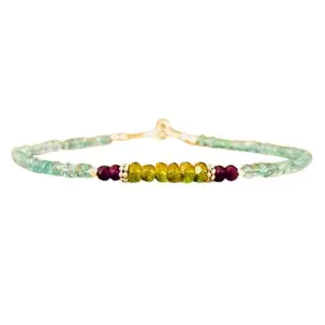 RRJEWELZ Apatite, Amethyst & Peridot bracelet for men & women - 2-3mm Rondelle Faceted beads - 7 Inch Adjustable with Gold plated clasp – Healing, Fashion, Gift, Spiritual, Yoga|LCBR_RR_06914