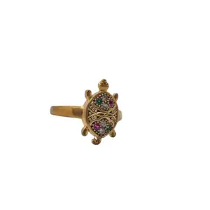 Traditional panchaloha Tortoise Ring with Multicolour Stones, five Metal Ring for Women, Evil Eye Protection/impon ring for women (15)