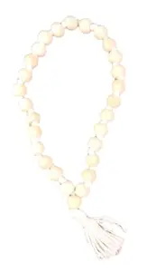 Hand Tulsi Mala Bracelet with White Tassel, Prayer Beads