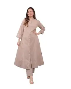 LeWear Women's Stitched Rayon Embroidered Kurti Pant Set, Soft & Comfortable, Straight Fit, for Office, Casual & Festive Occasions