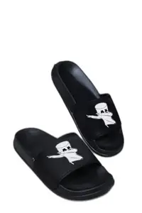 Men Casual slippers comfortable slides (Black-FMF-05-Men-Flipflop-06)