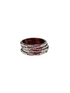 1st Time Modern Glass Bangle/Kada- Perfect For Party, Wedding, Celebrations And Functions, Pack Of 4, Mahroon- J48