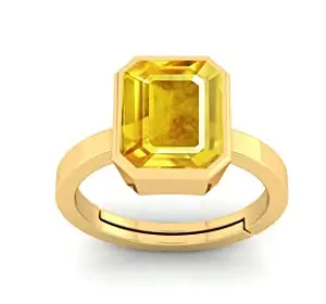 BARMUNDA gems 7.00 Ratti Yellow Sapphire Gemstone Certified Pukhraj Stone Lab Tested For Men And Women