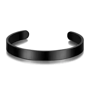 Karishma Kreations High Polished Stainless Steel Black Kadaa Bracelets Plain Openable Adjustable Free Size Big Strong Heavy Copper Brass Alloy Cuff Kada For Men Mens girls Boy Boyfriend-Bracelet-K206