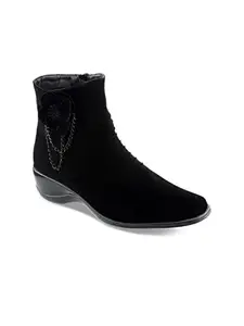 SHUZ TOUCH Women and Girls Comfirt Smart Fashion Zipper Casual Ankle Boots - Black