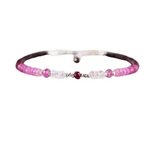 RRJEWELZ Ruby & Sapphire bracelet for men & women - 3mm Rondelle Smooth beads - 7 Inch Adjustable with Silver plated clasp – Healing, Fashion, Gift, Spiritual, Yoga|LCBR_RR_08582