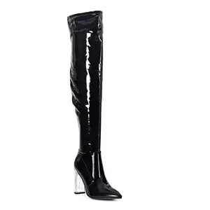 London Rag Thigh High Long Boots in Black
