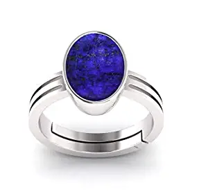 SIDHGEMS 15.25 Ratti / 14.00 Carat Lapis Lazuli Ring Natural Lapiz Ring Original Lab Certified Blue Lapis Unheated Untreated Precious Stone Adjustable Ring