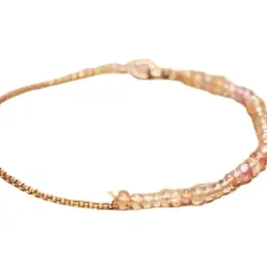 RRJEWELZ Natural Imperial Topaz 3-3.5mm Rondelle Shape Faceted Cut Gemstone Beads 7 Inch Gold Plated Clasp Bracelet For Men, Women. Natural Gemstone Stacking Bracelet. | Lcbr_03649