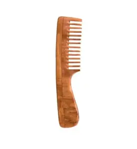GORGIO PROFESSIONAL GTC 21 Natural Wooden Neem Detangling Comb for Men and Women (Colour/Shape May Vary)