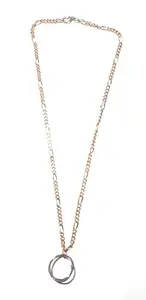 Figaro Chain Necklace with Circle Pendant, gold