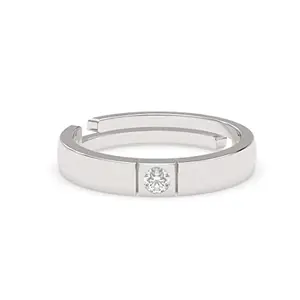 Clara Real 925 Sterling Silver Elias Band Ring |Size Adjustable, Rhodium Plated, Swiss Zirconia | Gift for Men & Boys