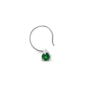 March by FableStreet 925 Sterling Silver Green Zircon Nose pin| Nose Pins to gift for Women & Girls | With Certificate of Authenticity and 925 Stamp