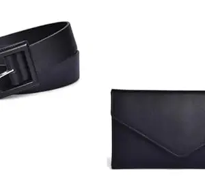Belwaba Gift Hamper for Women/Ladies I Leatherite Wallet & Belt Combo Gift Set I Gift for Friend, Daughter, Sister. (Black)