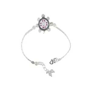 Sahiba Gems Sterling Silver Rakhi With Turtle Design Bracelet Raksha Bandhan For Boys/Brother ~ (Chandi Ki Rakhi)