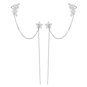 Vembley Korean Chain Tassel Threader Flower Ear Cuff Earrings For Women/Girls