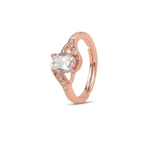 Anuradha Plus delicate rose gold platted and studded American diamond Adjustable finger ring for women and girls.