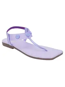 Shuz Touch Women Flat Lilac Thong Sandals - Blue