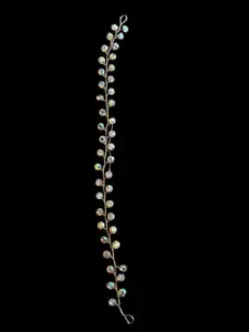 Women & Girls Hair Band, Silver Crystal Beaded Bracelet with Pearls