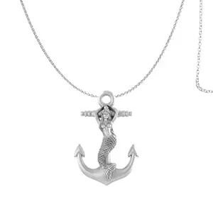 Akshat Sapphire Sterling Silver (92.5% purity) Ship Anchor (Pendant with Anchor/Cable Chain) for Men & Women Pure Silver Stylish and ship anchor chain Locket for Good Health & Wealth