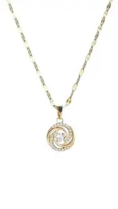 phlox Latest premium Jewellery Design Sprial Circle Pendant Necklace anti tarnish stainless steel gold stylish Neck Chain locket for women Girls