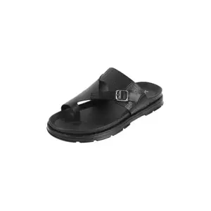 Metro Men Black Faux Leather Comfort Slip-on Chappal UK/6 EU/40 (16-959)