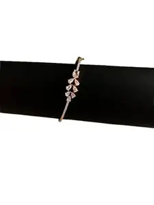Glace Crystal Stone Kada Bracelet for Women, Rose Gold Plated
