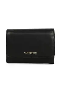 Van Heusen Women Polyurethane Black Textured Casual Wallets