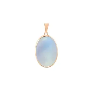 Hiflyer Jewels Rose Gold Rhodium Natural Rainbow Moonstone Oval Cabochon Pendant With Chain In 925 Sterling Silver | 925 Stamp Jewelry | Gifts For Her