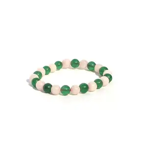 The Cosmic Connect Natural Rose Quartz + Green Aventurine A Feng Shui Bracelet for Love & Prosperity| Reiki Charged and Affirmed 8mm Beads Healing Crystal Combination Bracelet for Men and Women