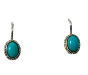 Rajasthan Gems Dangle Earrings Turquoise Women Silver Solid 925 Gemstone Handmade Gift D593