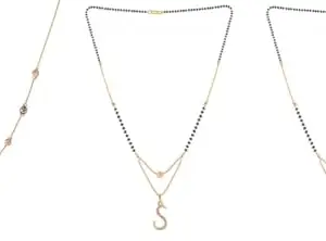 Gold Plated Traditional Black Bead Single Line American Diamond Pendant Jewellary set for Women(Combo) Pack of 3MCN-47-1-44-/